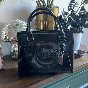 patent leather feel guess bag